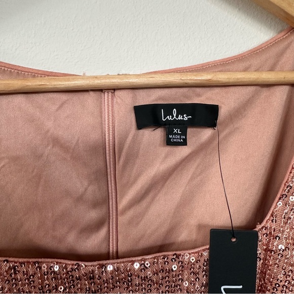 NWT Lulus Stay Shining Rose Gold Sequin Long Sleeve Top Party Holiday XL - Picture 3 of 13